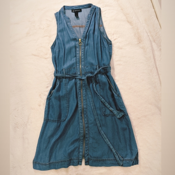 INC International Concepts Denim Dress with Belt - Picture 1 of 3